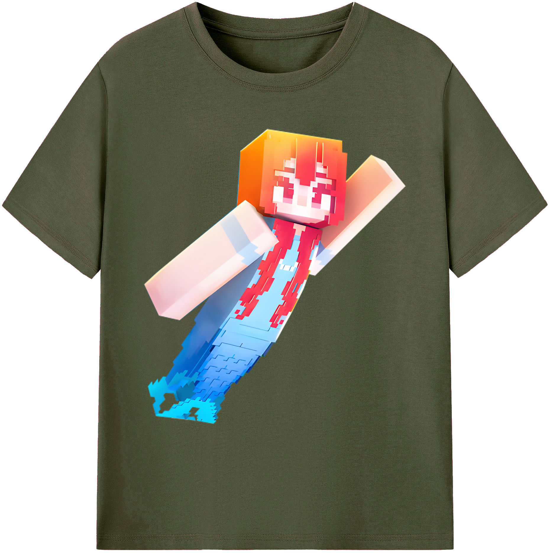 （画像用） マインクラフト ブロックの世界 Minecraft MC Block world 綿100％ メンズ半袖Tシャツ｜肌触りやわらか＆通気性